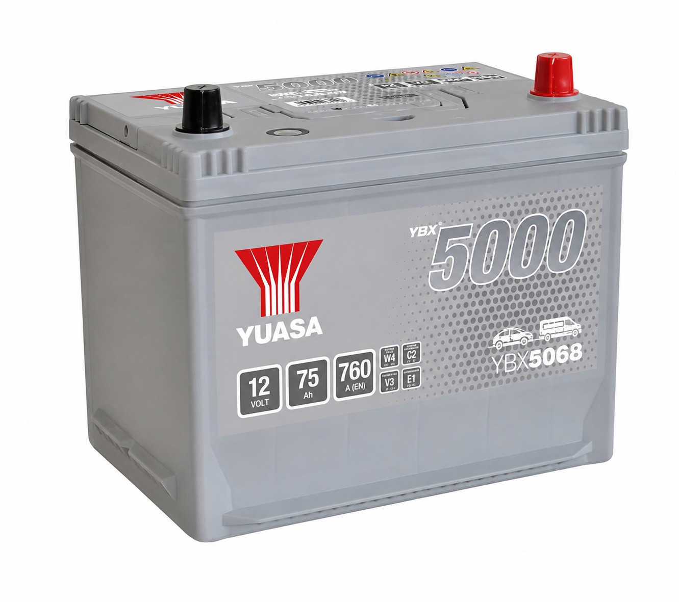 Акумулятор Yuasa YBX 5000 12В 75Аг 760А(EN) R+ YBX5068